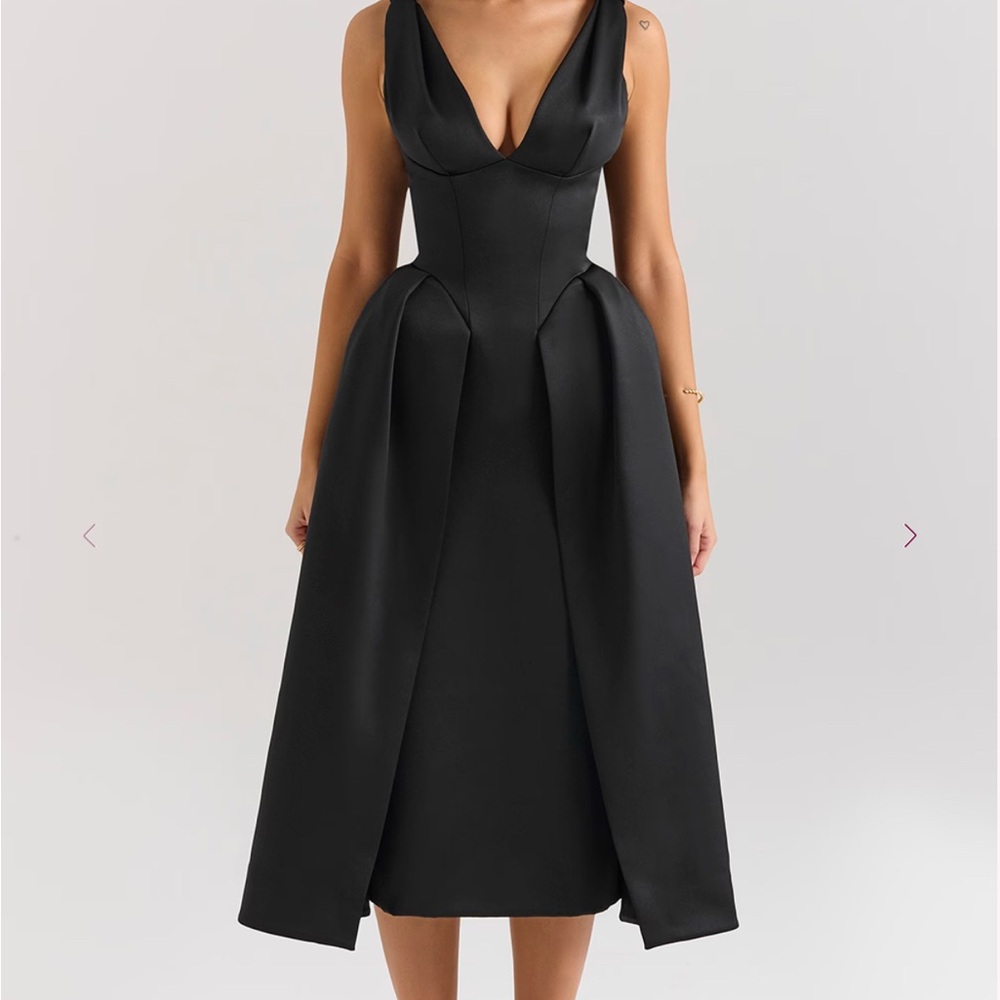 House of CB Black Satin  Paloma Midi Dress Fuller Cup
